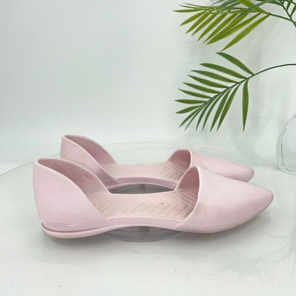 Native Women's Audrey Flat Size 7 D'Orsay Slip On Shoe Pink Rubber Beach Pool - Picture 3 of 15
